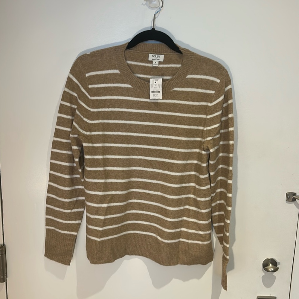 J. Crew NWT Extra Soft Sweater Camel Stripe